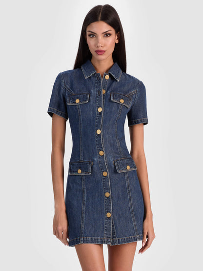 Jamie Denim Mini Dress Cambria Vintage - Alice + Olivia