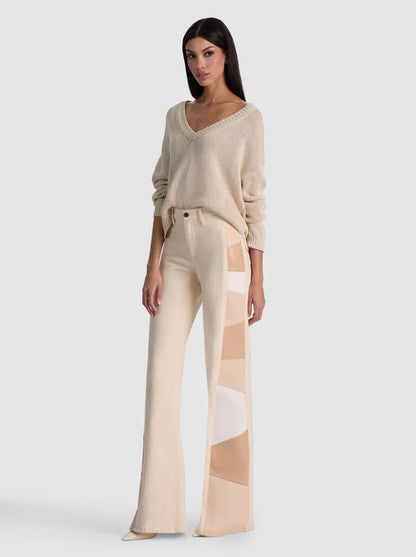 Beautiful Vegan Patchwork Jean Off White/Multi - Alice + Olivia