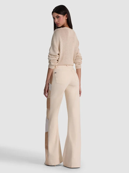 Beautiful Vegan Patchwork Jean Off White/Multi - Alice + Olivia