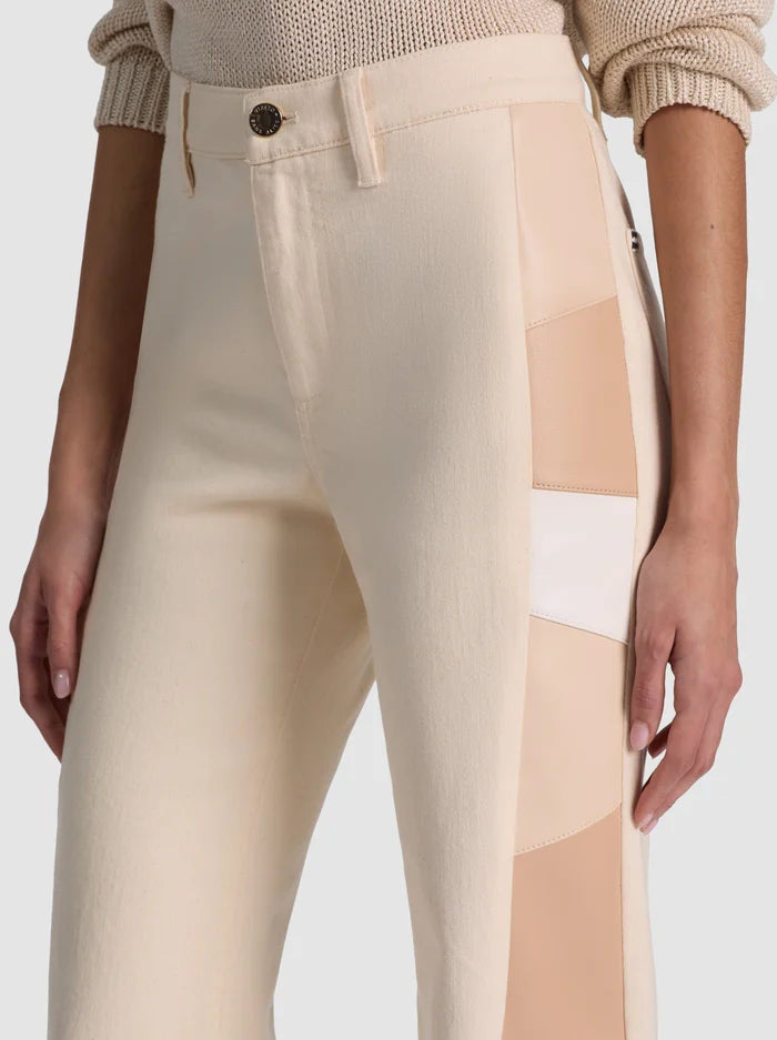 Beautiful Vegan Patchwork Jean Off White/Multi - Alice + Olivia