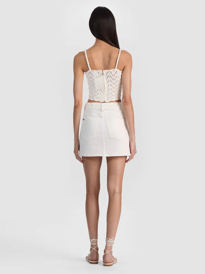 Kari Denim Mini Skirt Off White - Alice + Olivia