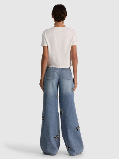 Amazing Embellished Cutout Jean Fiona Vintage Blue - Alice + Olivia