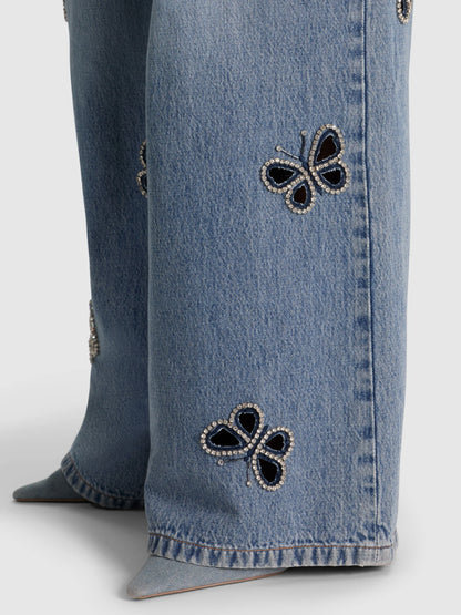 Amazing Embellished Cutout Jean Fiona Vintage Blue - Alice + Olivia