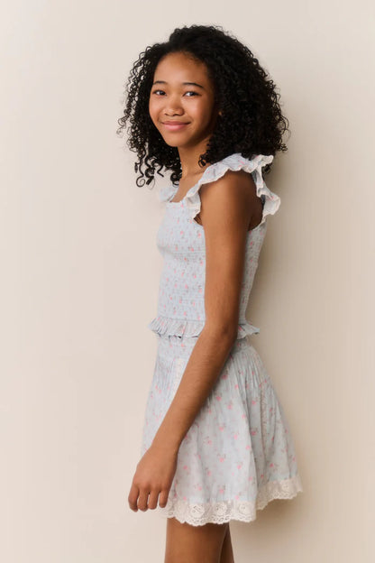 Tween Solena Floral Cotton Skirt Chapparal Blue - LoveShackFancy