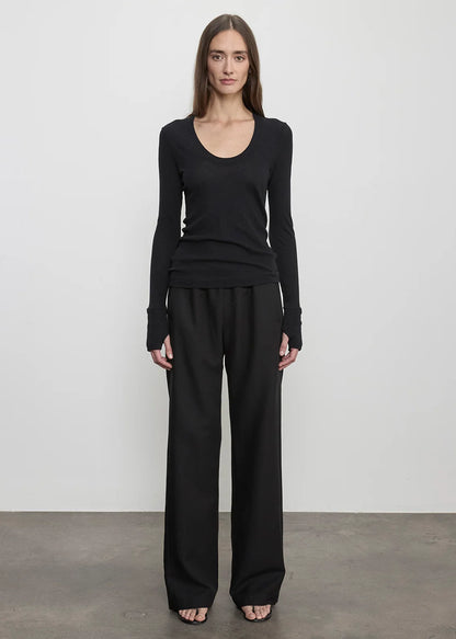 Fine Cashmere Jersey Easy Cuffed U Black - Enza Costa