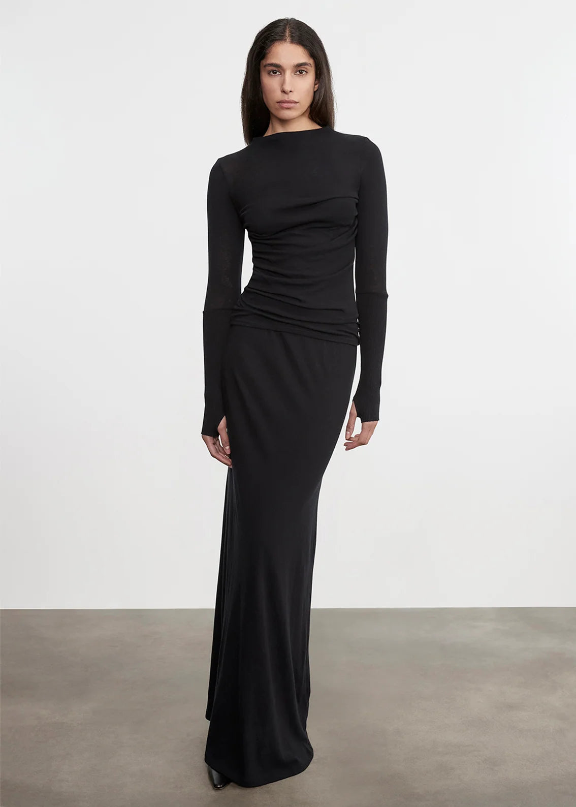 Fine Cashmere Jersey Twist Top Black - Enza Costa