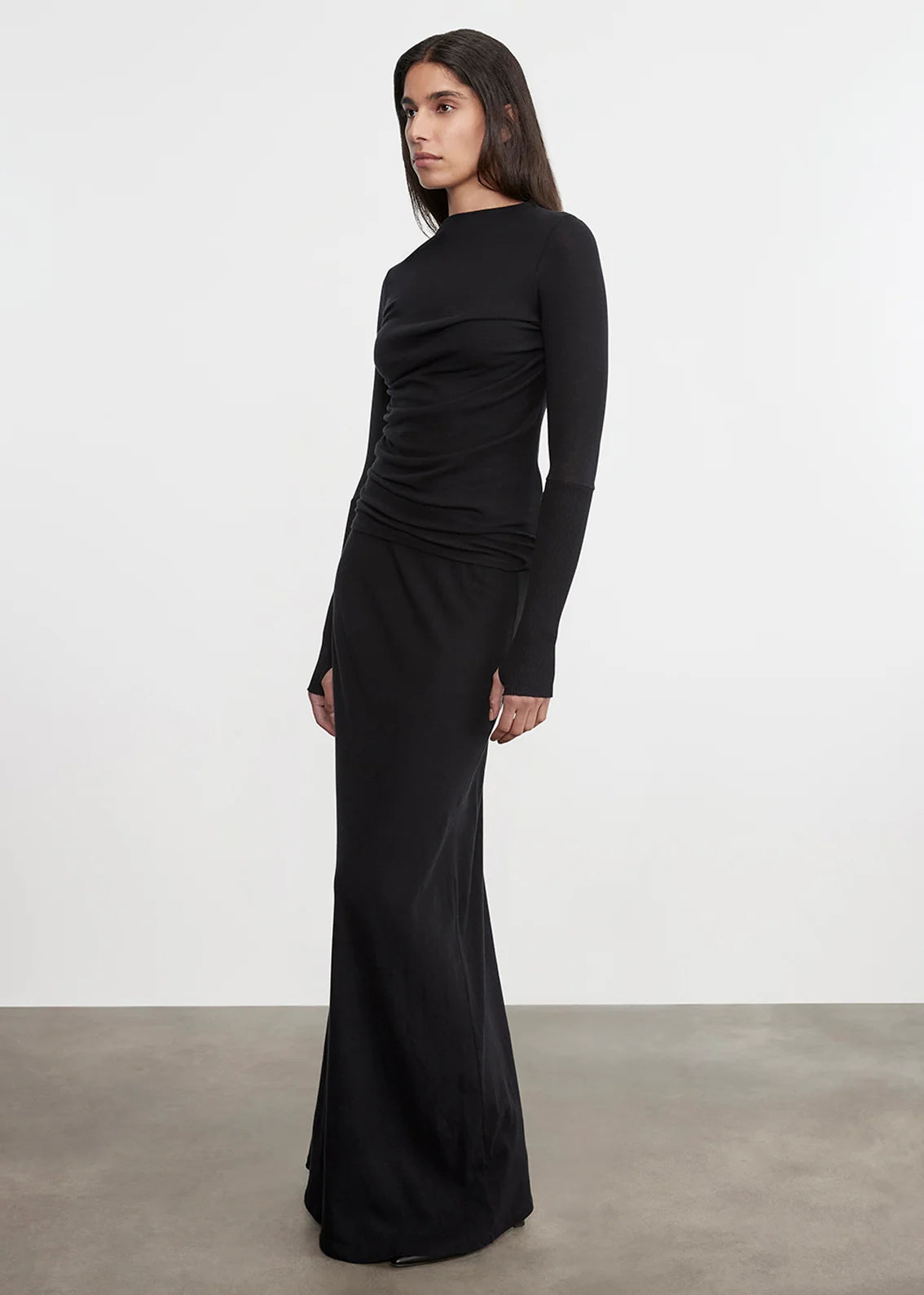 Fine Cashmere Jersey Twist Top Black - Enza Costa