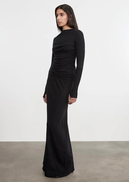 Fine Cashmere Jersey Twist Top Black - Enza Costa