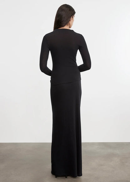 Fine Cashmere Jersey Twist Top Black - Enza Costa