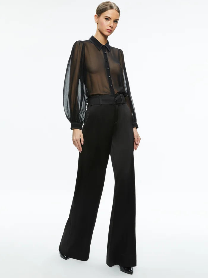 Roanne Sheer Blouse Black - Alice + Olivia