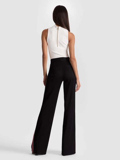 Dylan Pant With Side Stripe Black - Alice + Olivia