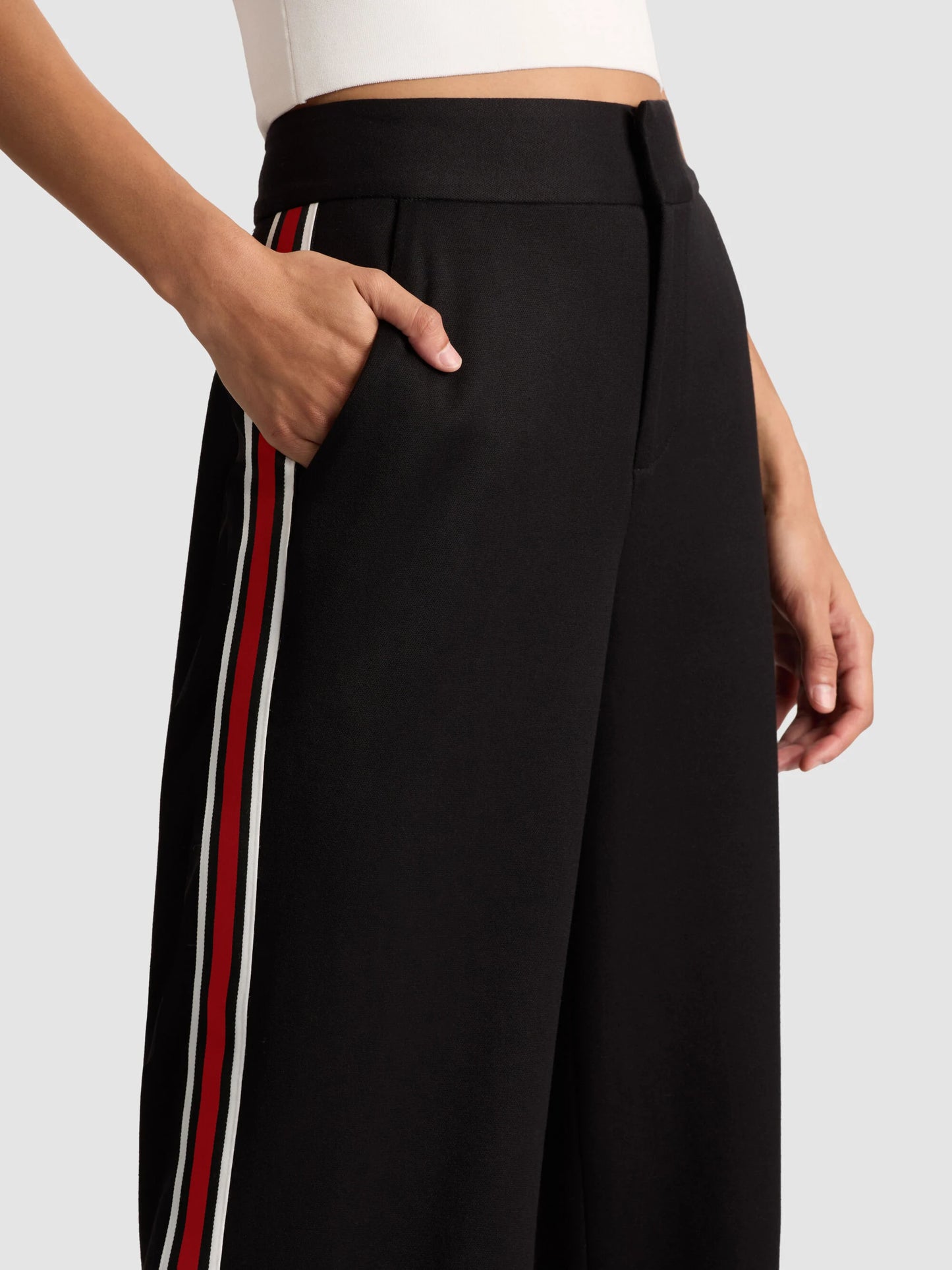 Dylan Pant With Side Stripe Black - Alice + Olivia
