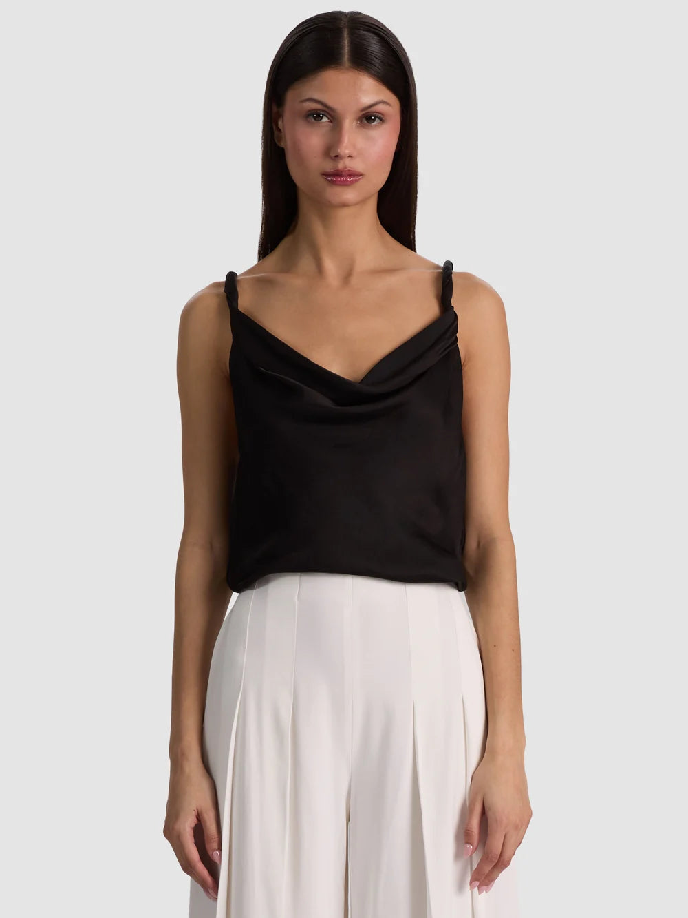 Monique Twist Strap Tank Black - Alice + Olivia