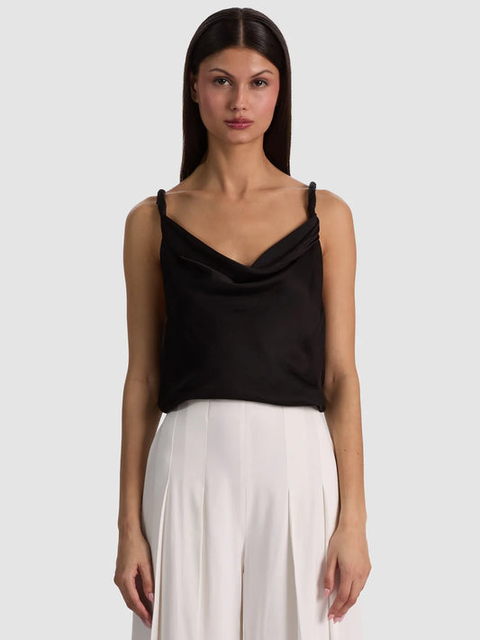 Monique Twist Strap Tank Black - Alice + Olivia