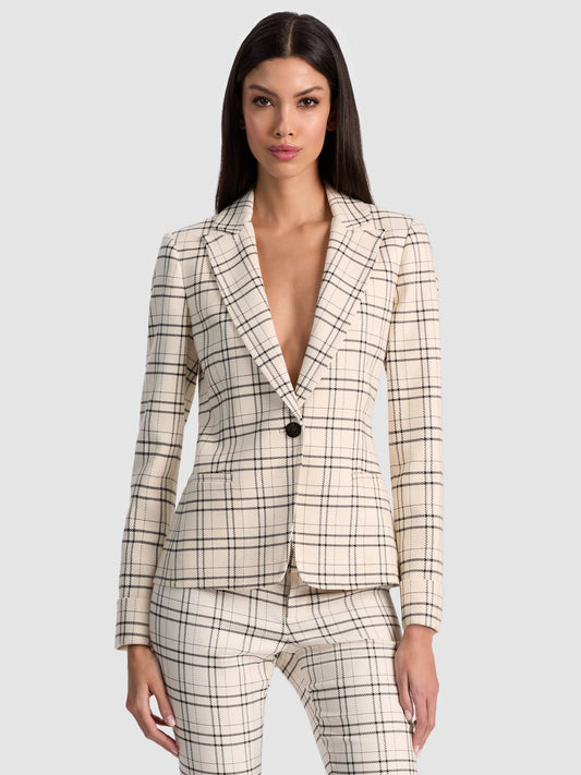 Ryder Slim Blazer Cool Girl Plaid - Alice + Olivia