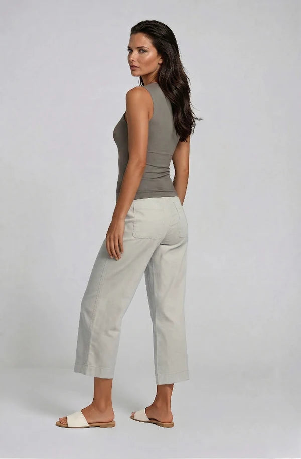 Clark Stretch Linen Lyocell Barrel-Leg Pant Pale Chambray - Marrakech