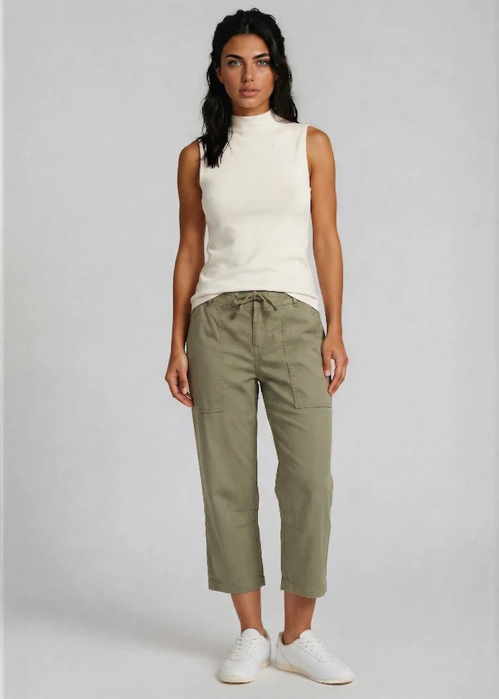 Clark Stretch Linen Lyocell Barrel-Leg Pant Vetiver - Marrakech