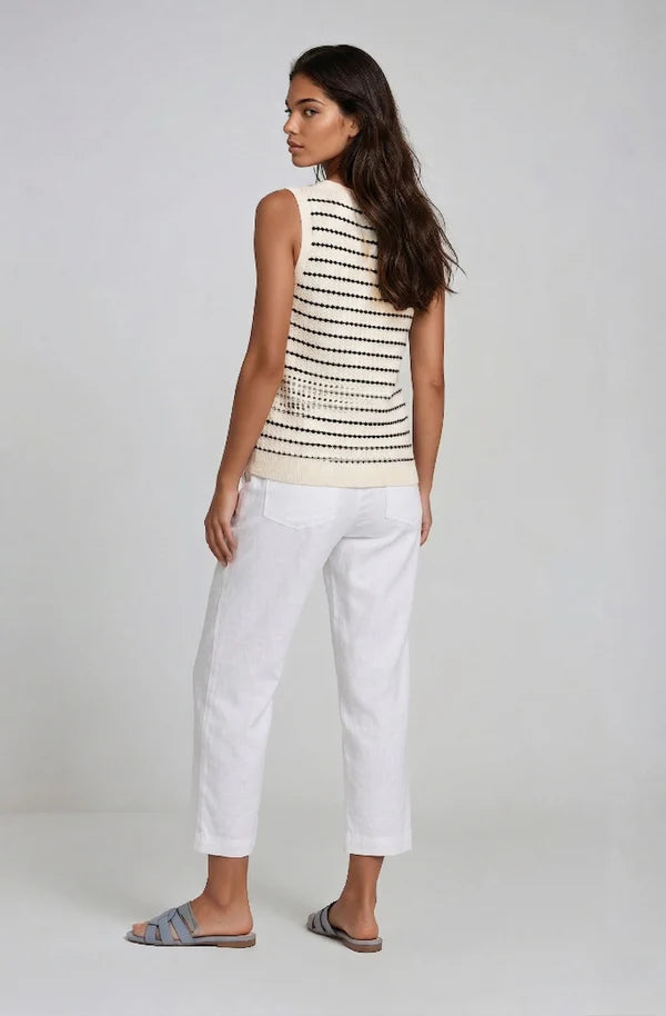 Clark Stretch Linen Lyocell Barrel-Leg Pant White - Marrakech