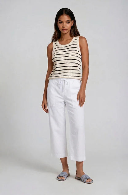 Clark Stretch Linen Lyocell Barrel-Leg Pant White - Marrakech