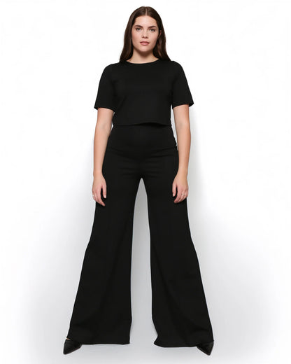 Ponte Knit Wide Leg Pant Black - Ripley Rader