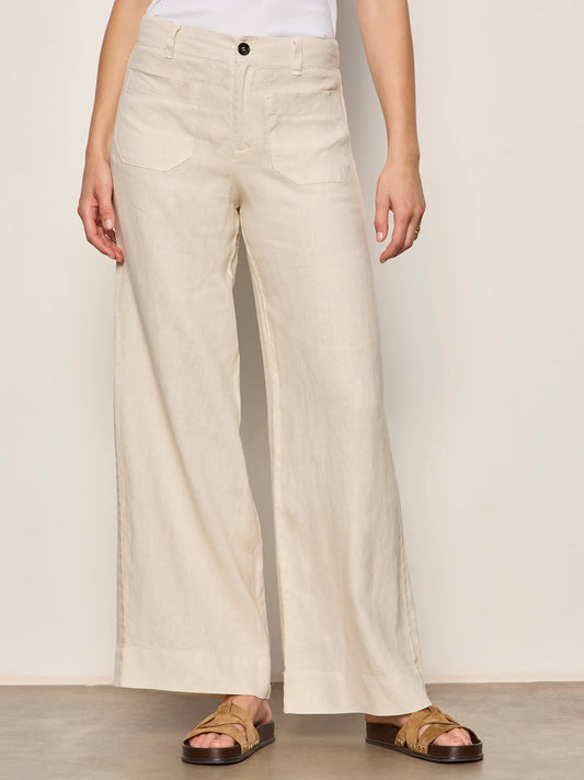 Linen Marine Wide Leg Pant Summer Sand - Sanctuary
