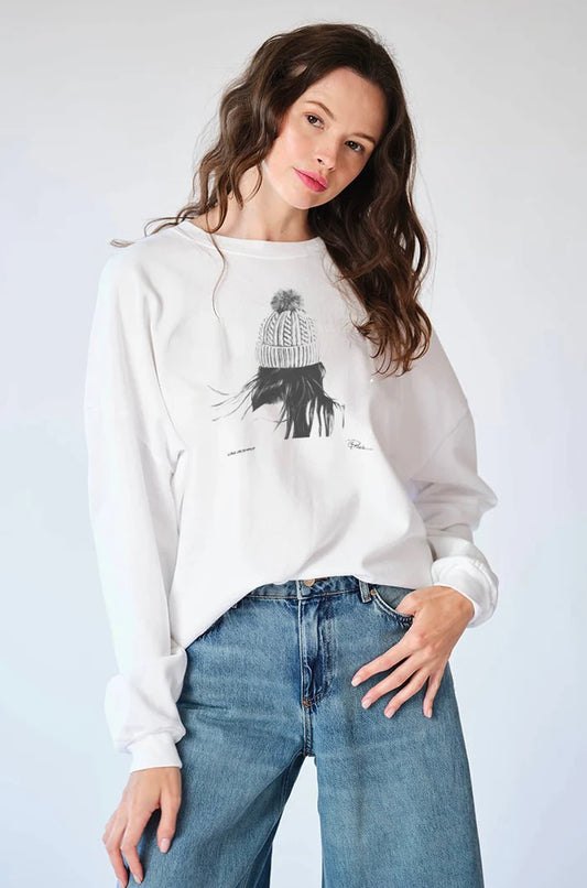 Long December Cozy Sweatshirt Worn White - CPRESS STUDIO