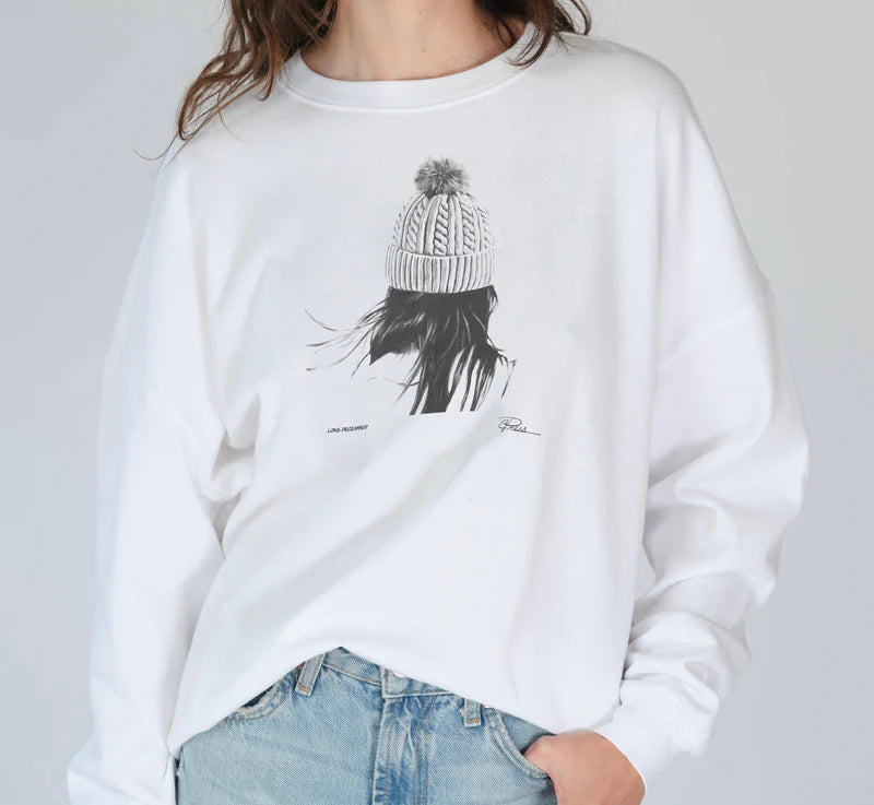 Long December Cozy Sweatshirt Worn White - CPRESS STUDIO