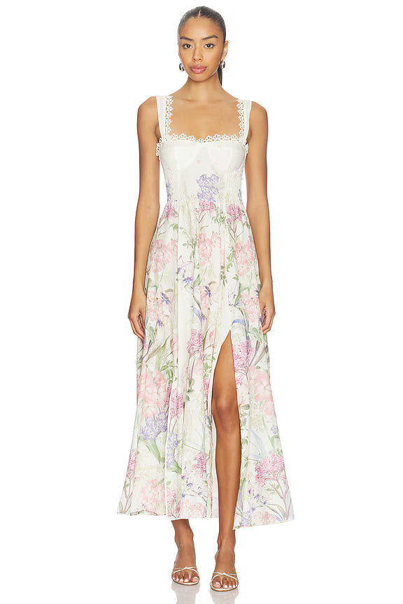 Crissy Long Dress Cream Botanic - Charo Ruiz