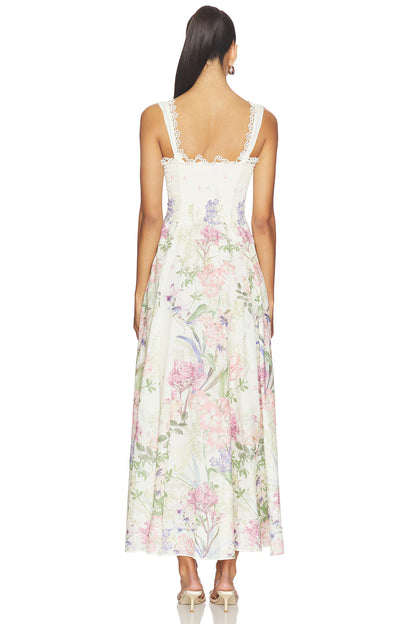Crissy Long Dress Cream Botanic - Charo Ruiz