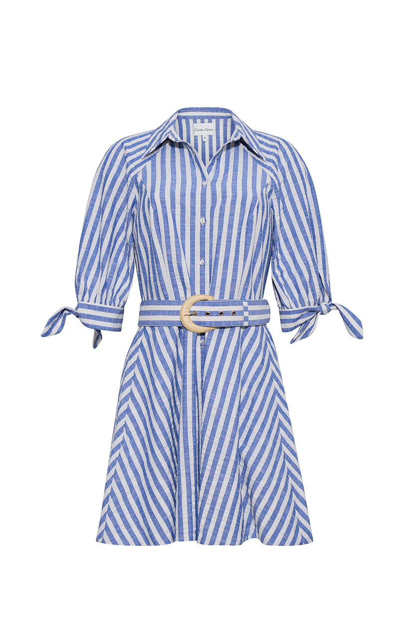 Caro Mini Dress Seersucker Blue - Cara Cara