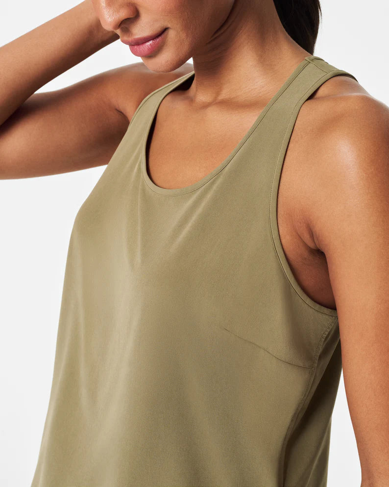 Casual Fridays Curved Hem Tank Tuscan Olive - SPANX – Jackie Z Style Co.