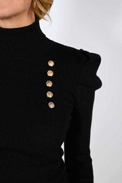 Turtleneck Knit Sweater Black - Frank Lyman