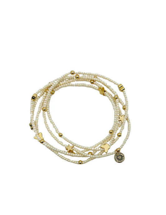 The Wonder Wrap Bracelet Cream Pearl & Gold Multi - Love You More