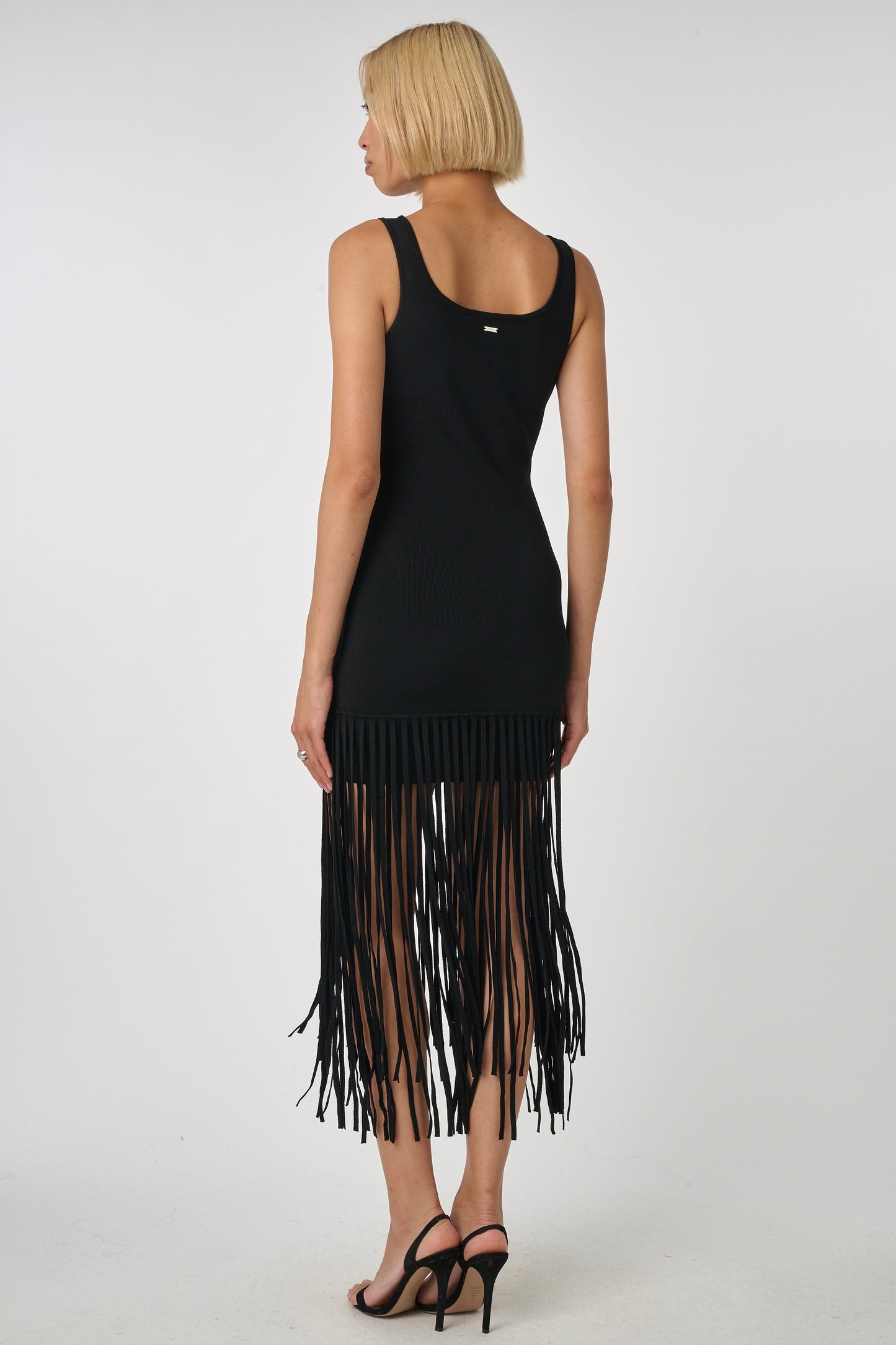 Roxanne Fringe Mini Dress Jet - Toccin