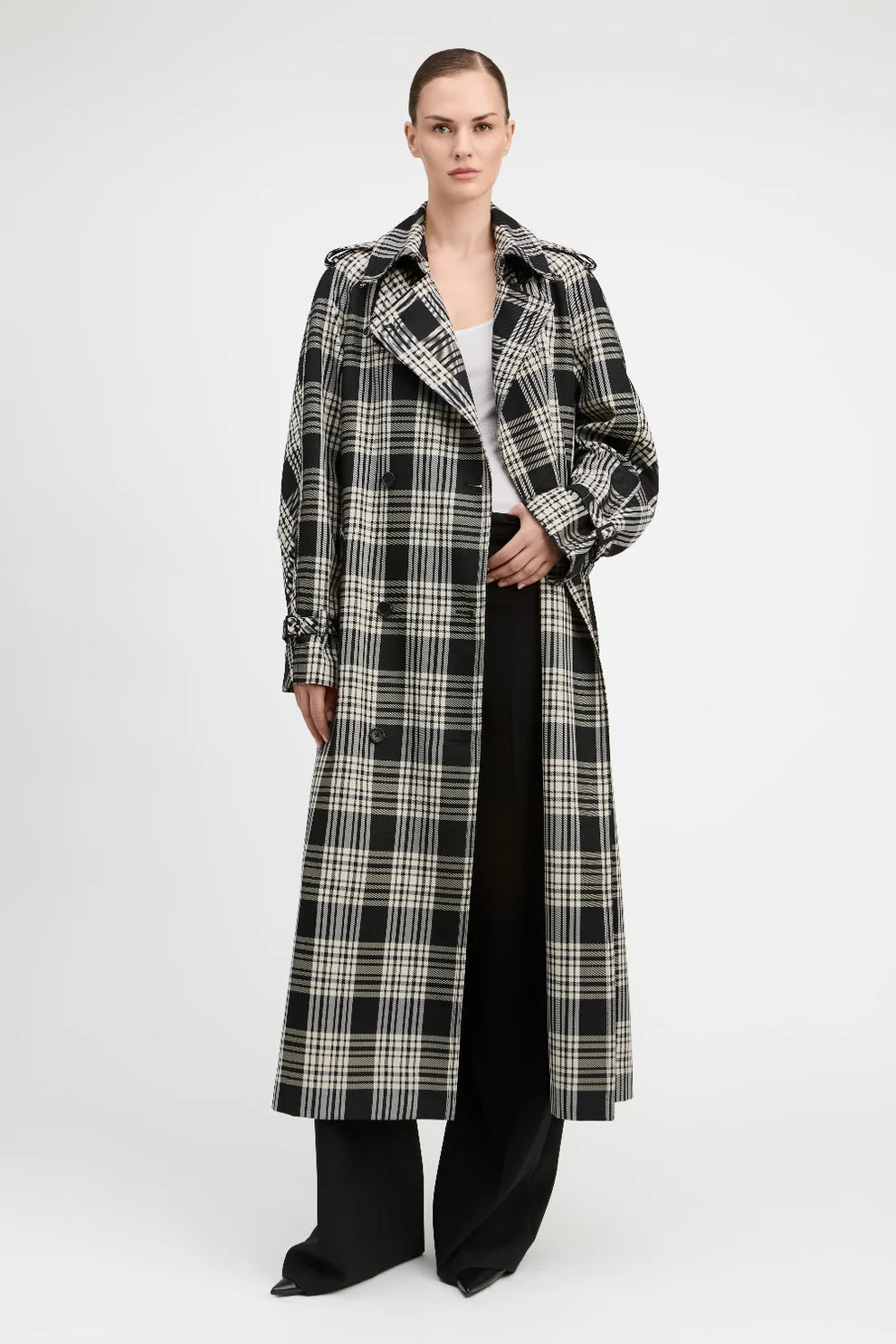 Andrew Trench Coat Black/Ivory/White - Derek Lam