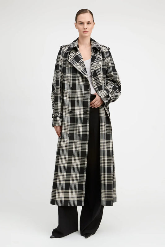 Andrew Trench Coat Black/Ivory/White - Derek Lam