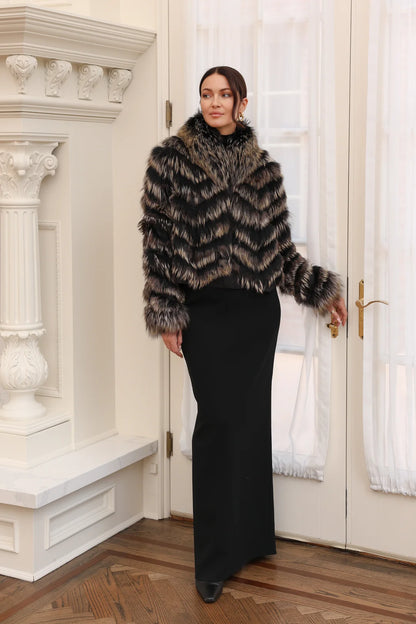 Reversible Silk to Fox Jacket Black/Gold Bleach - Díomí