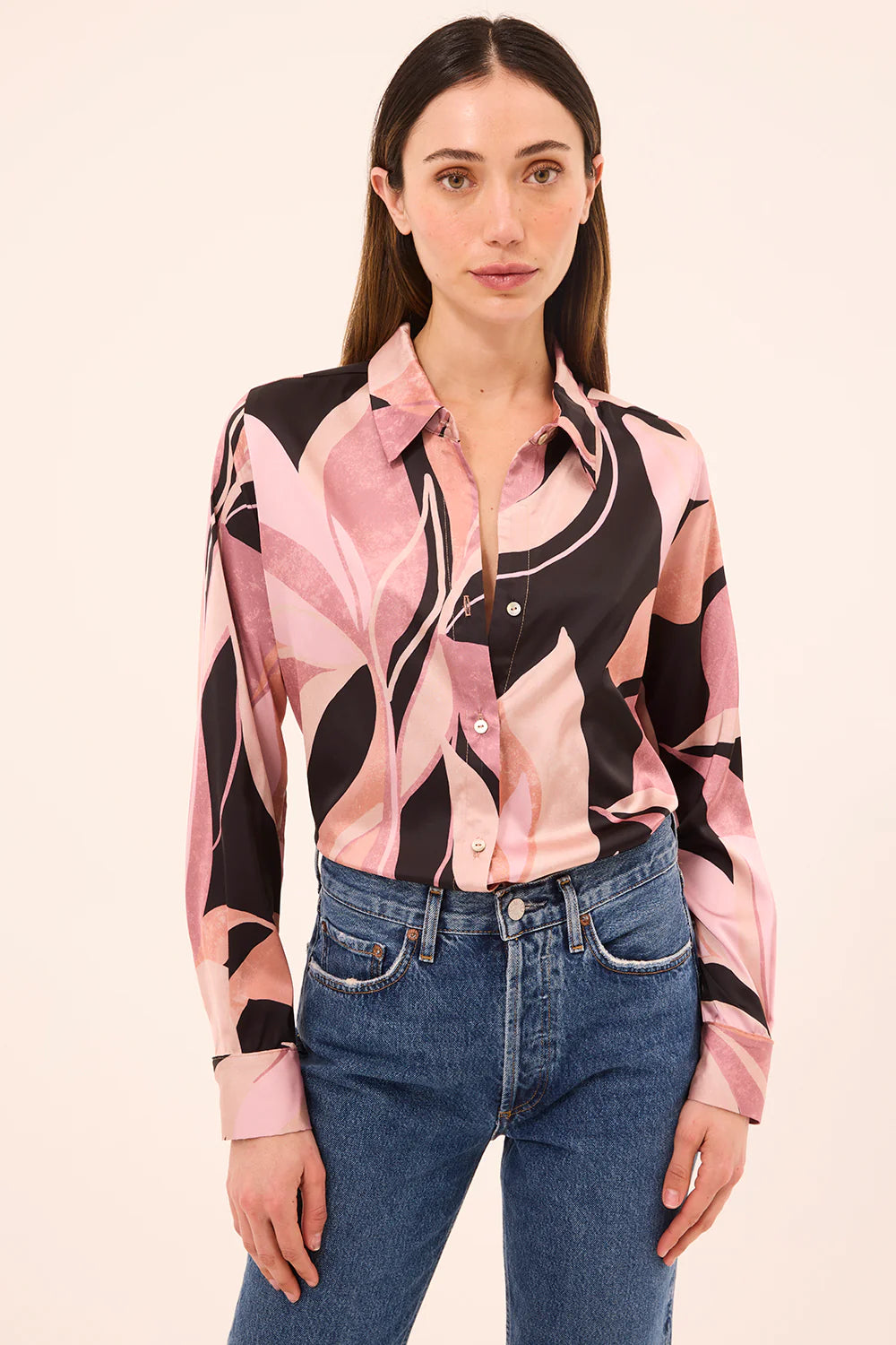 Celine Top Moody Abstract Flora Satin - MISA