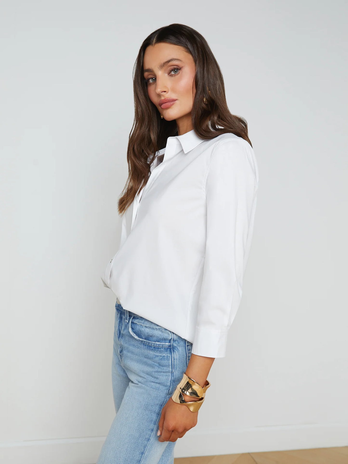 Daniella 3/4 Sleeve Blouse White - L'Agence