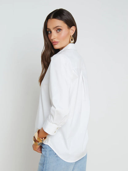 Daniella 3/4 Sleeve Blouse White - L'AGENCE