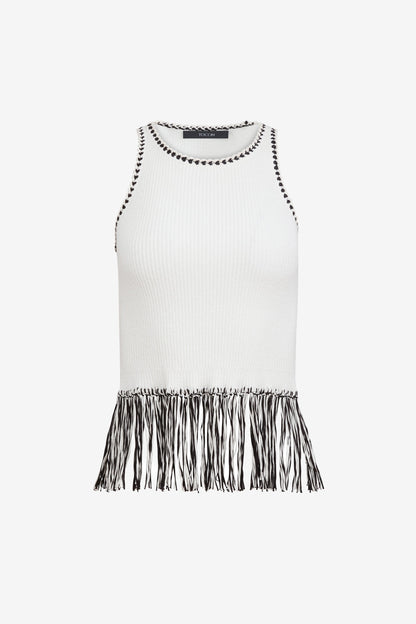Dottie Fringe Racer Tank Optic/Jet - Toccin