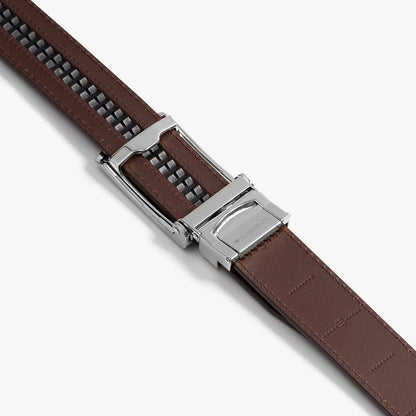 Mahogany Full Grain Leather Belt with Silver Buckle - Slide Belts