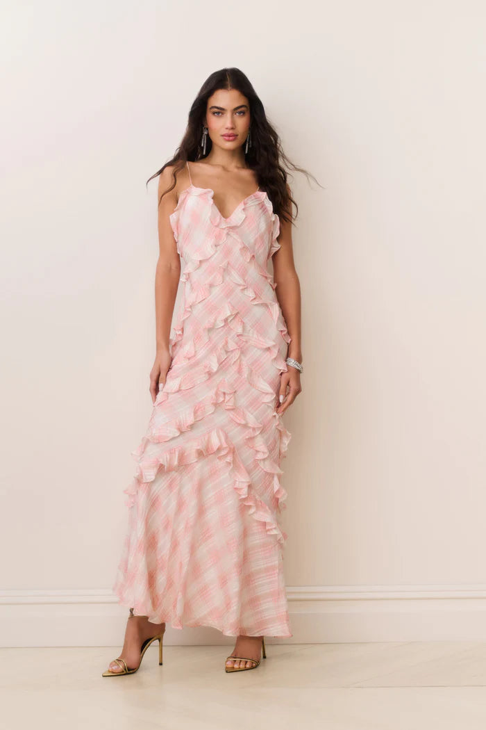 Ellietta Tartan Ruffle Maxi Dress Neapolitan - LoveShackFancy