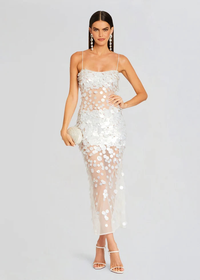 Mischa Sequin Dress Ivory - Retrofête