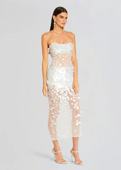 Mischa Sequin Dress Ivory - Retrofête