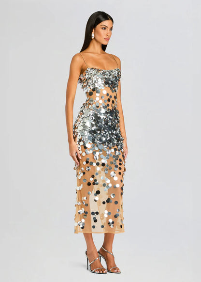 Mischa Sequin Dress Silver/Nude - Retrofête