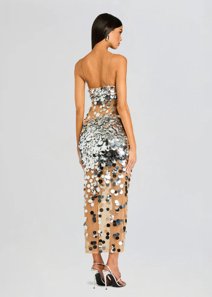 Mischa Sequin Dress Silver/Nude - Retrofête