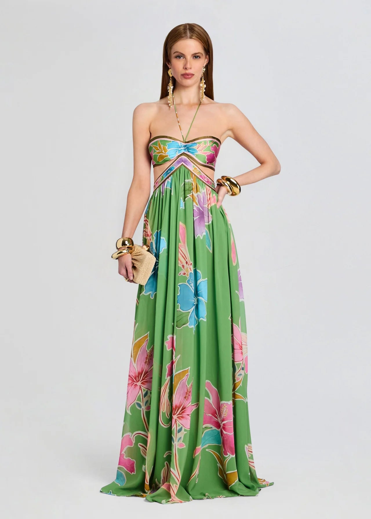 Rabel Dress Kiwi Hibiscus Floral - Retrofête