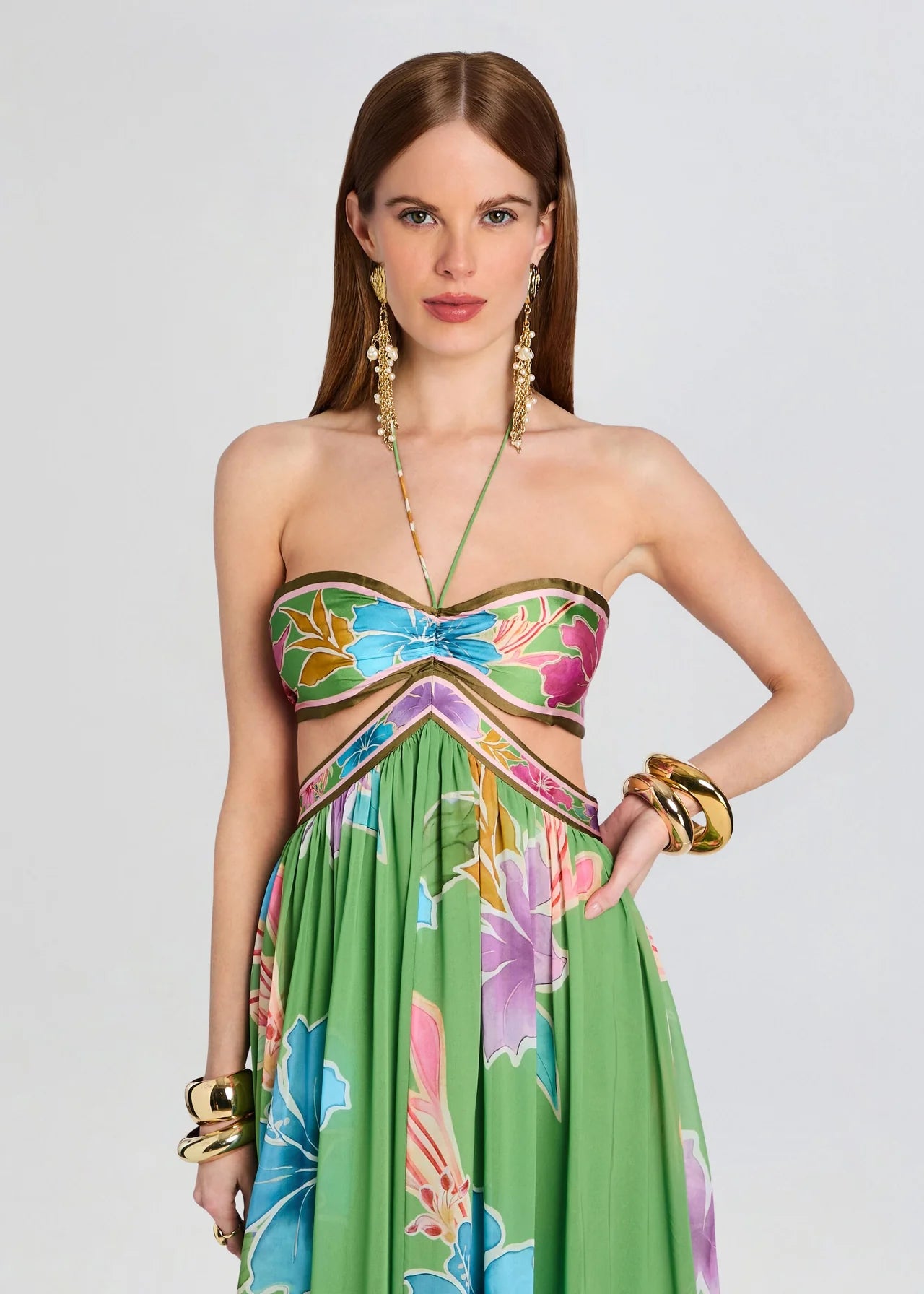 Rabel Dress Kiwi Hibiscus Floral - Retrofête