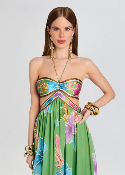 Rabel Dress Kiwi Hibiscus Floral - Retrofête